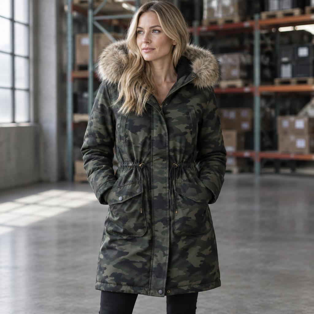 Parka Women's KENDALL & KYLIE Calle Faux-Fur Hood Parka, Size: Large, Multicolor